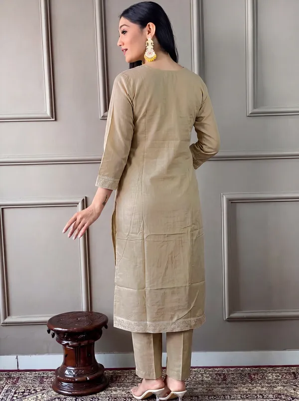 Gold_Cotton_Straight_Embroidered_Kurta_Set_For_Women