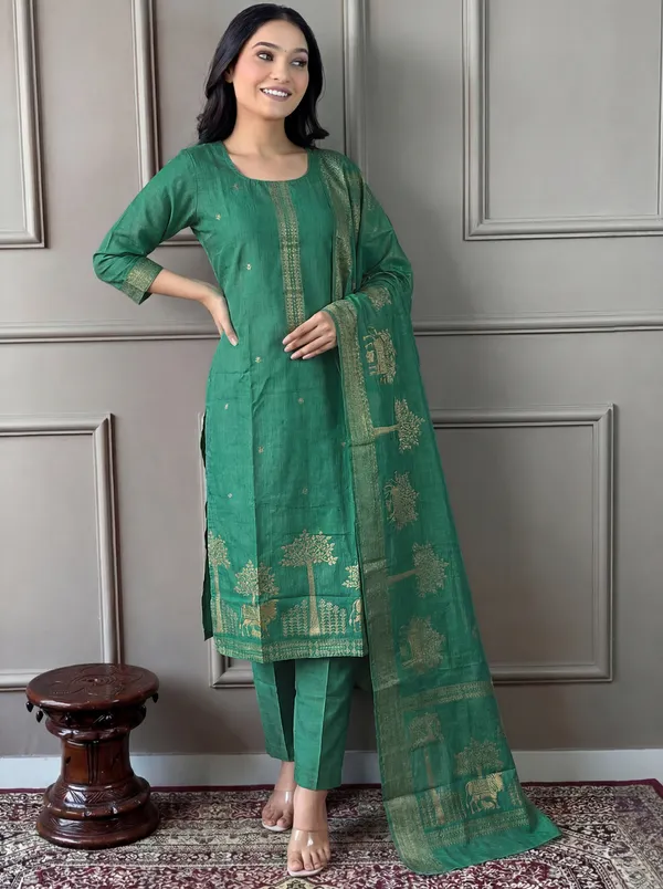 Green_Cotton_Straight_Embroidered_Kurta_Set_For_Women