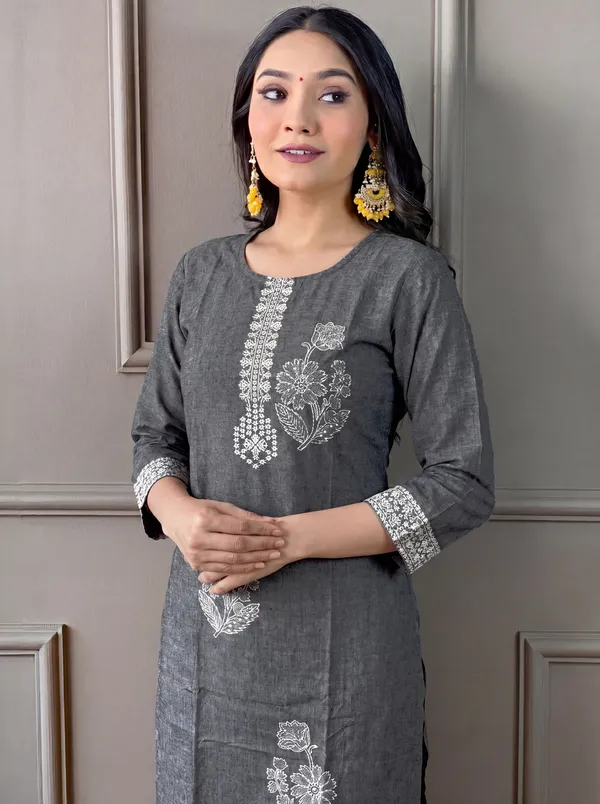 Grey_Cotton_Straight_Embroidered_Kurta_Set_For_Women