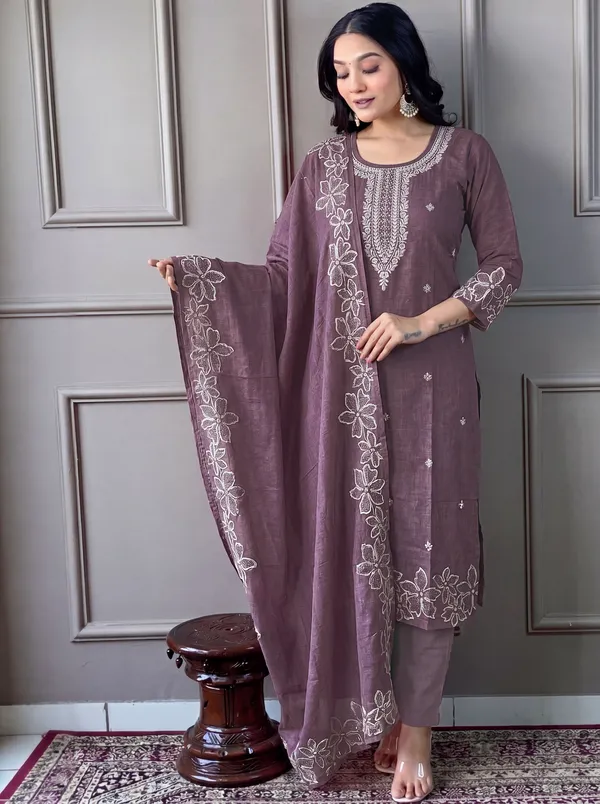 Purple_Cotton_Straight_Embroidered_Kurta_Set_For_Women