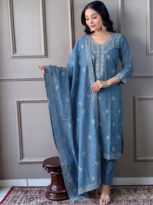 Blue_Cotton_Straight_Embroidered_Kurta_Set_For_Women
