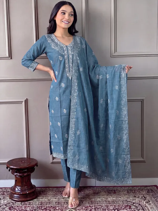 Blue_Cotton_Straight_Embroidered_Kurta_Set_For_Women
