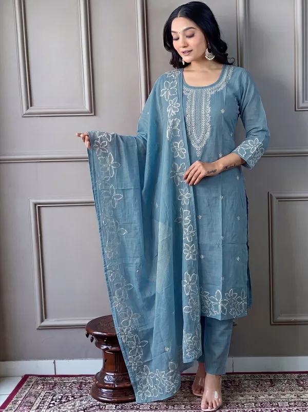 Blue_Cotton_Straight_Embroidered_Kurta_Set_For_Women