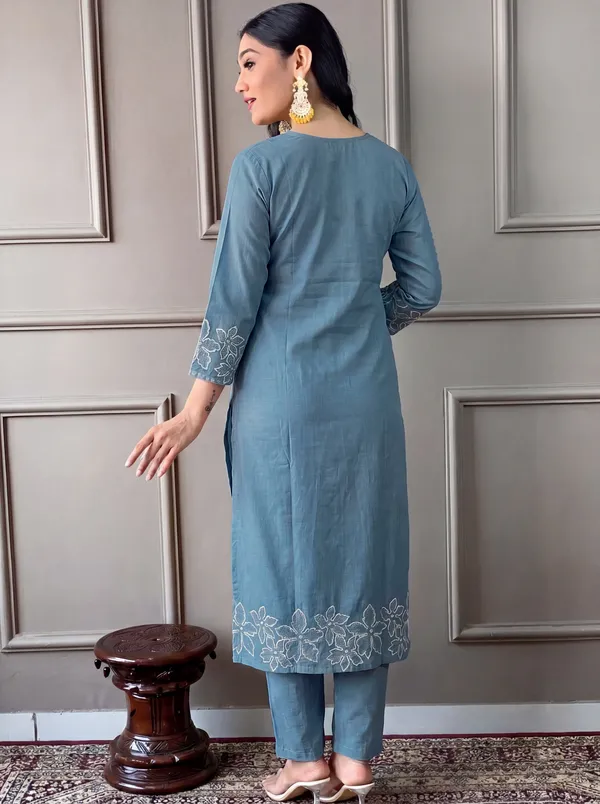 Blue_Cotton_Straight_Embroidered_Kurta_Set_For_Women