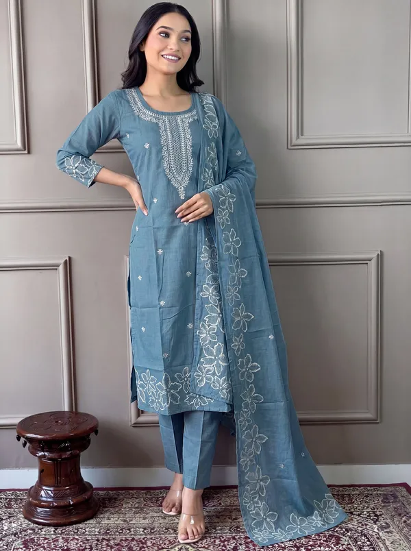 Blue_Cotton_Straight_Embroidered_Kurta_Set_For_Women