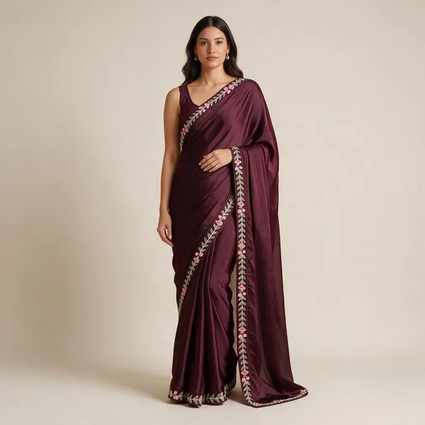 Maroon_Mix_Chiffon_Embroidered_Saree_With_Blouse_For_Women