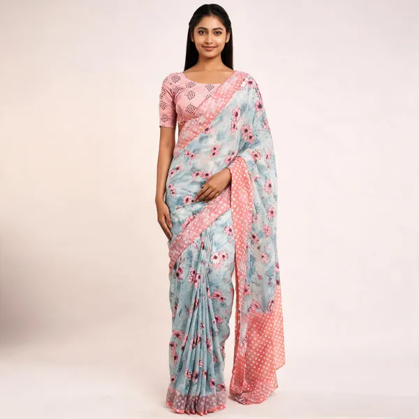 Pink_Mix_Chiffon_Printed_Saree_With_Blouse_For_Women