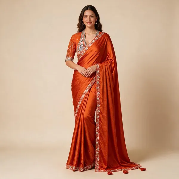 Orange_Mix_Chiffon_Embroidered_Saree_With_Blouse_For_Women