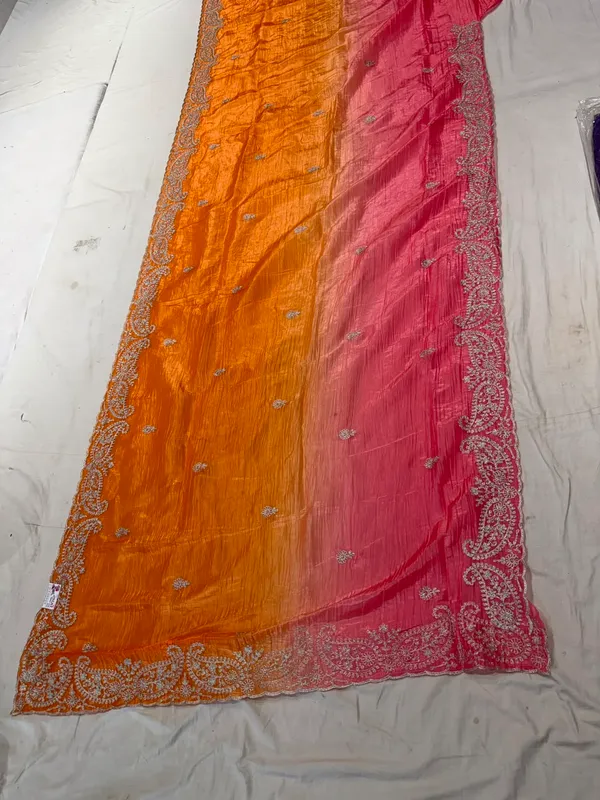 Orange_Pink_Ombre_Mix_Chiffon_Embroidered_Saree_For_Women