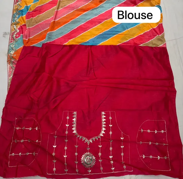Multicolor_Mix_Chiffon_Striped_Saree_With_Blouse_For_Women