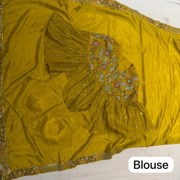 Yellow_Mix_Chiffon_Embellished_Saree_With_Blouse_For_Women