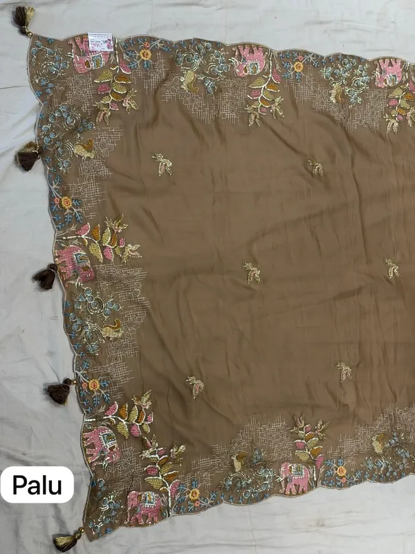 Brown_Mix_Chiffon_Embroidered_Saree_With_Blouse_For_Women