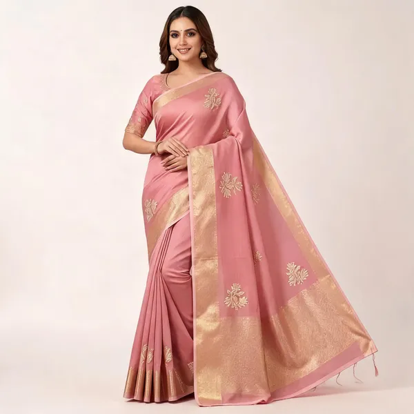 Pink_Mix_Chiffon_Floral_Woven_Saree_With_Blouse_For_Women