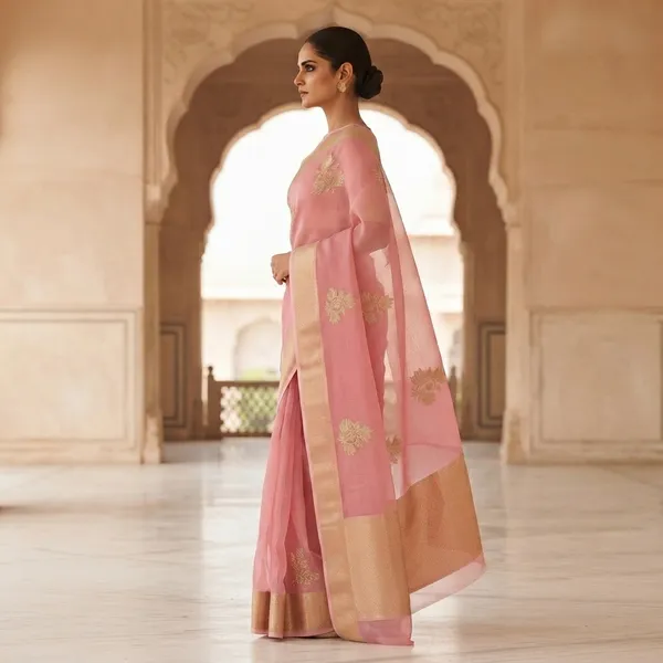 Pink_Mix_Chiffon_Floral_Woven_Saree_With_Blouse_For_Women