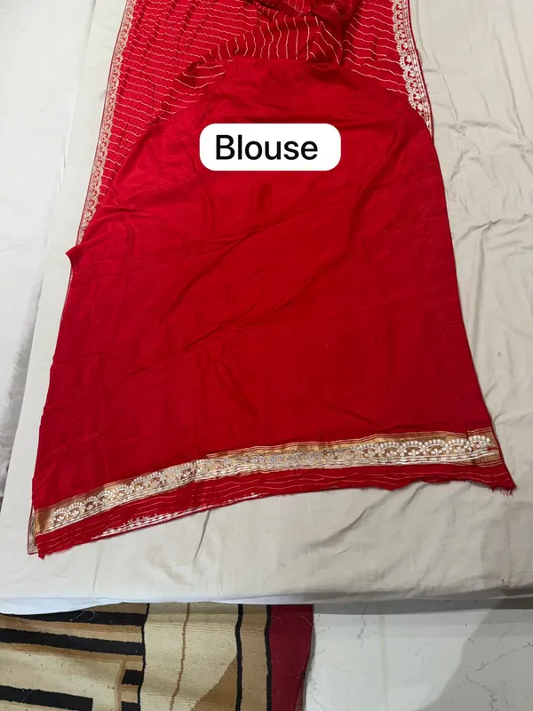 Red_Mix_Chiffon_Embroidered_Saree_With_Blouse_For_Women