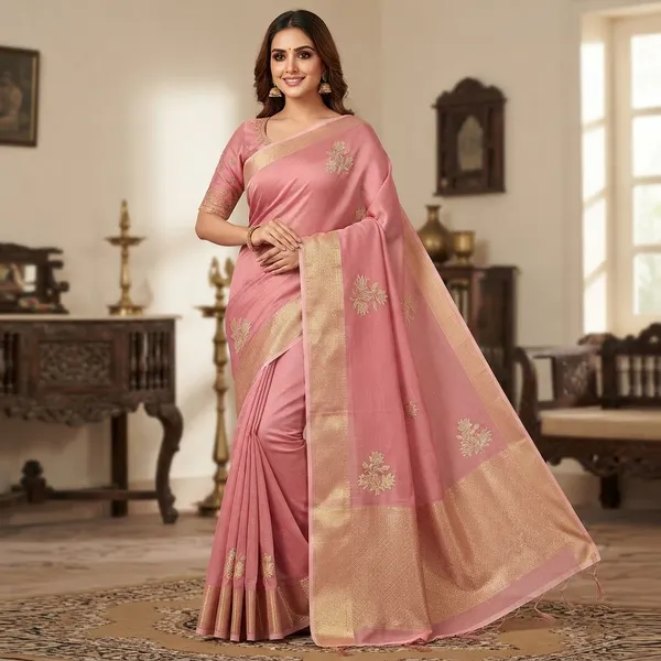 Pink_Mix_Chiffon_Floral_Woven_Saree_With_Blouse_For_Women