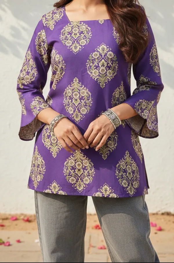 Purple_Printed_Flared_Kurti_for_Women