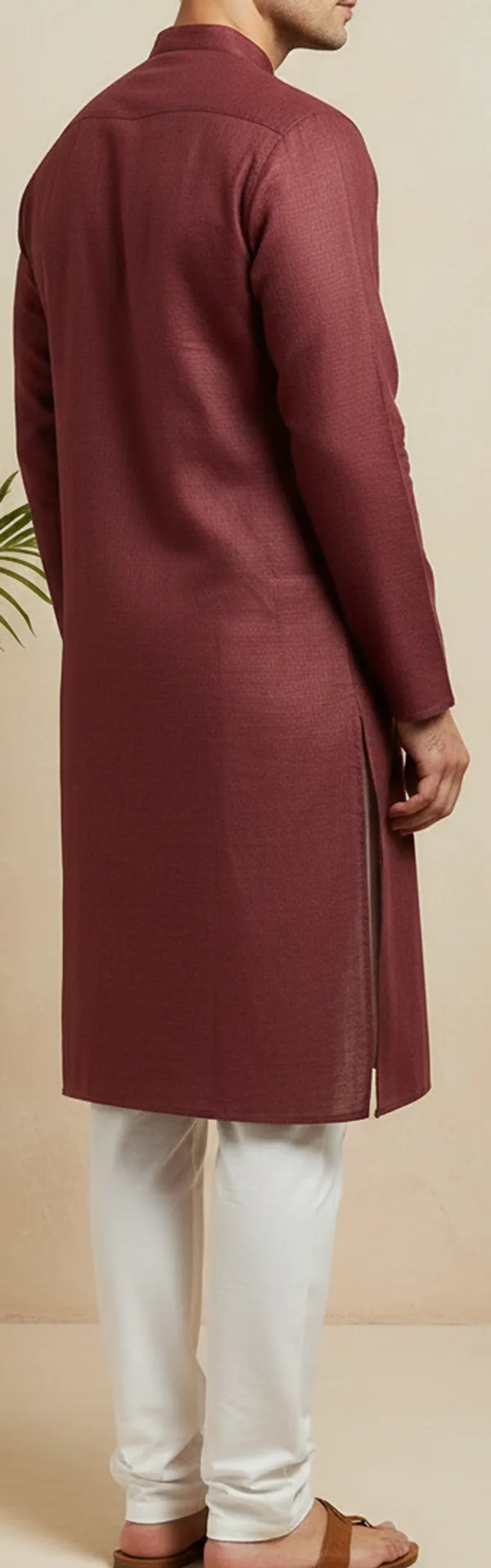 Maroon_Textured_Straight_Kurta_for_Men