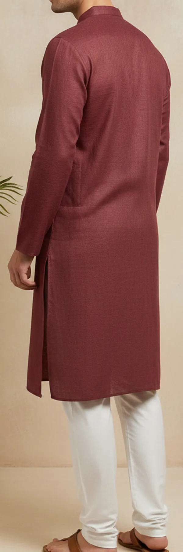 Maroon_Textured_Straight_Kurta_for_Men