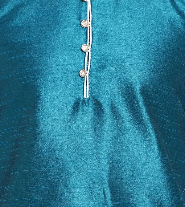 Blue_Shiny_Fabric_Regular_Fit_Kurta_for_Men