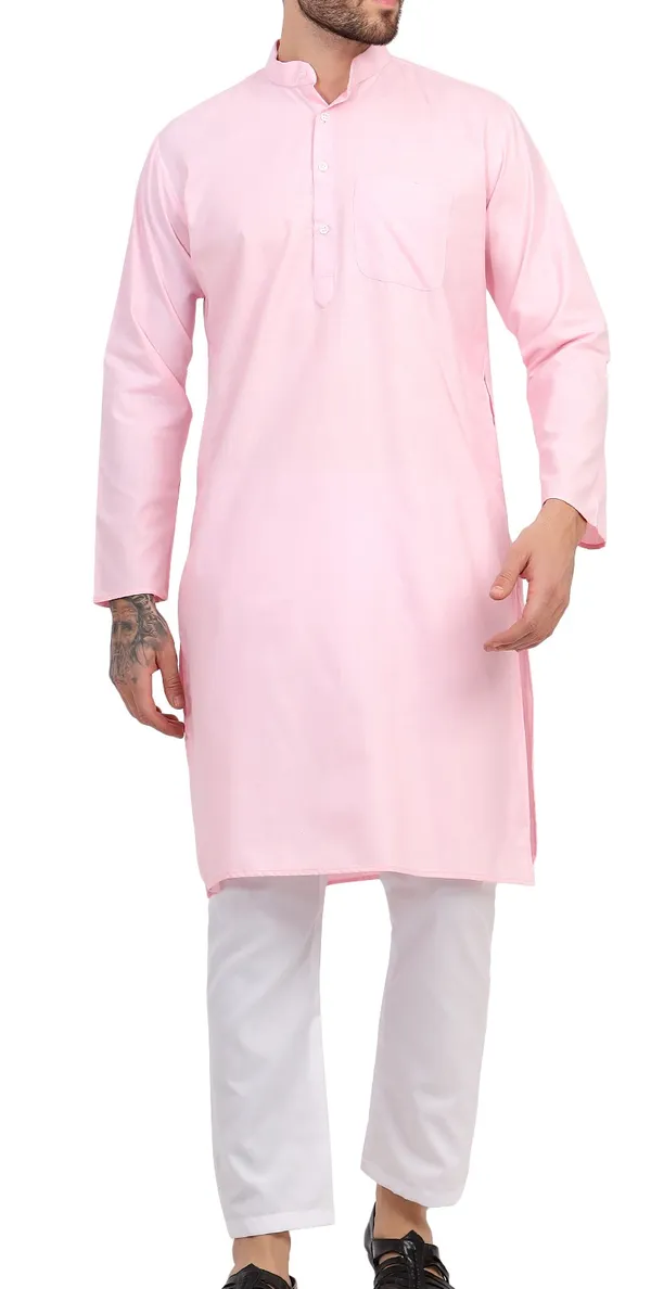 Pink_Cotton_Straight_Kurta_for_Men