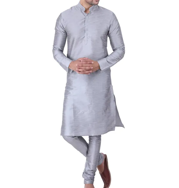 Grey_Textured_Kurta_Pajama_Set_for_Men