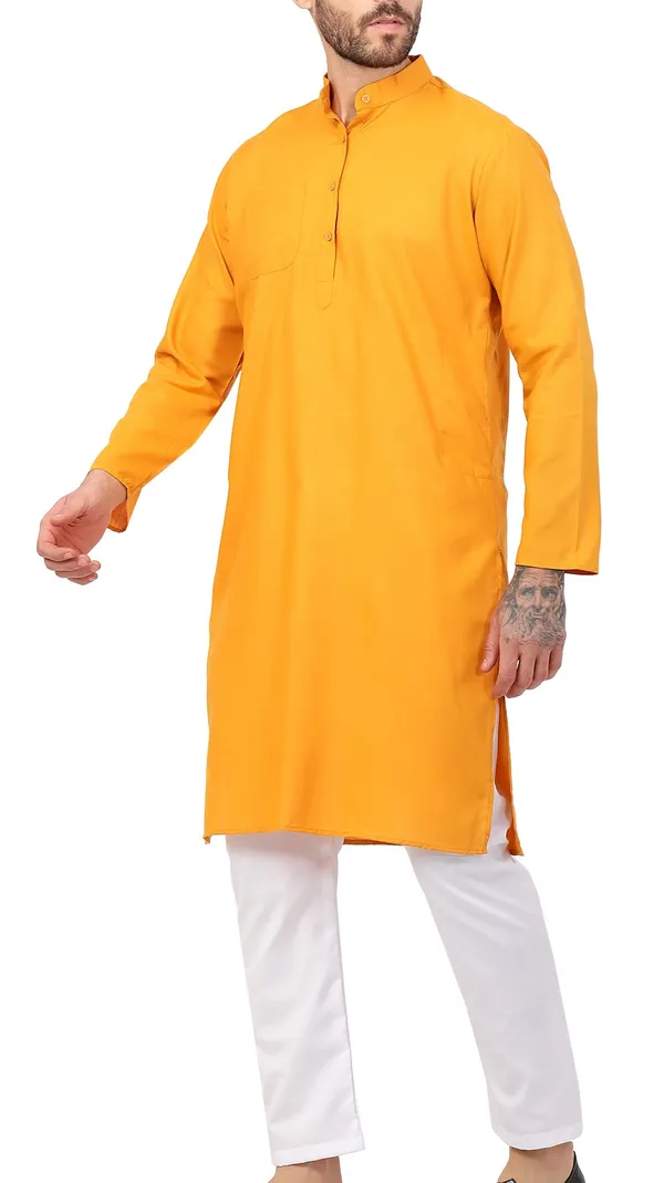Orange_Solid_Straight_Kurta_for_Men