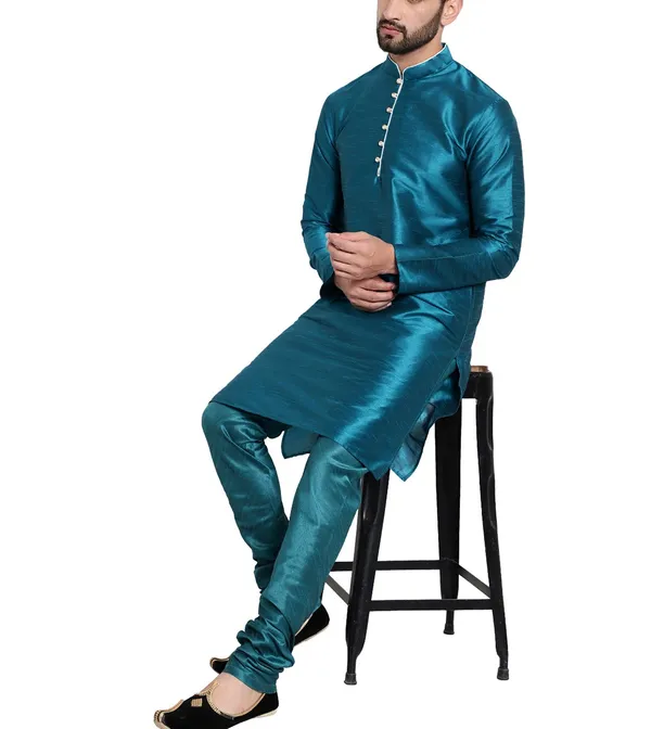 Teal_Traditional_Kurta_Pajama_Set_for_Men