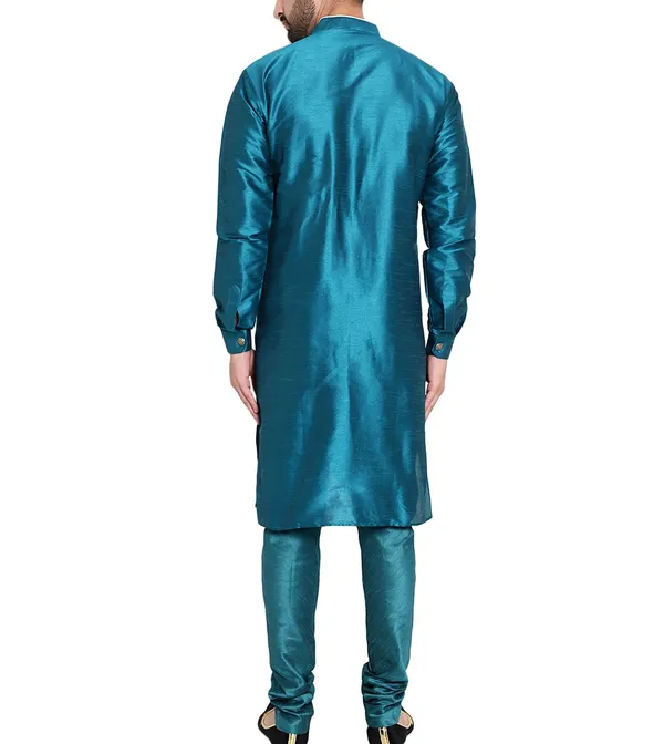 Teal_Traditional_Kurta_Pajama_Set_for_Men