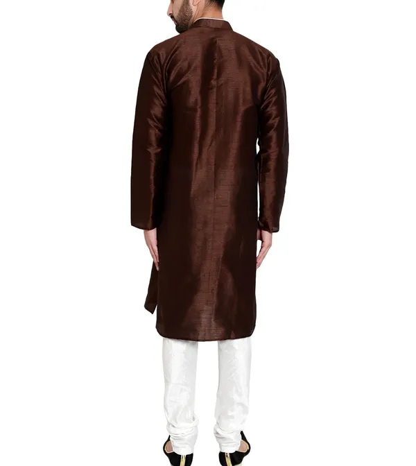 Brown_Fabric_Straight_Fit_Kurta_For_Men
