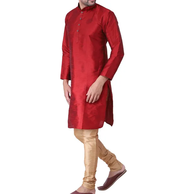 Red_Silk_Straight_Kurta_for_Men