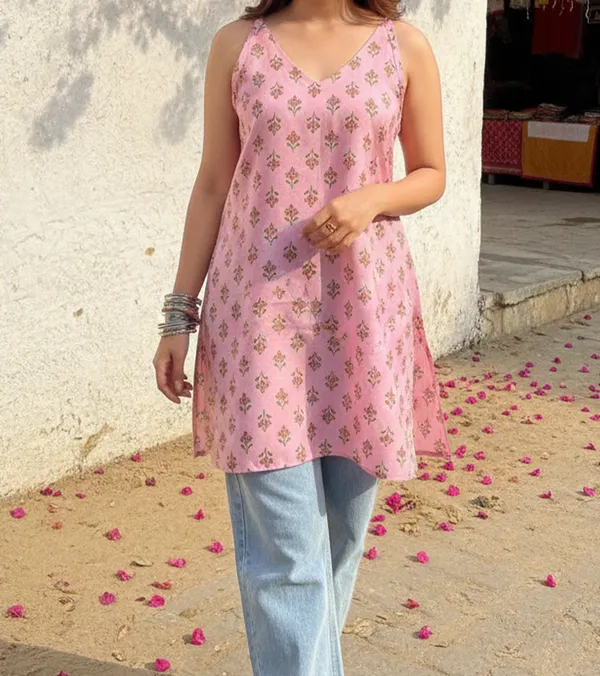 Pink_Printed_Sleeveless_Straight_Kurta_For_Women