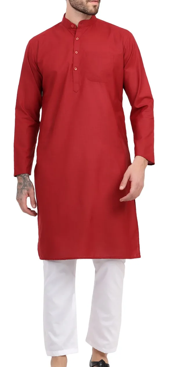 Red_Solid_Straight_Kurta_for_Men