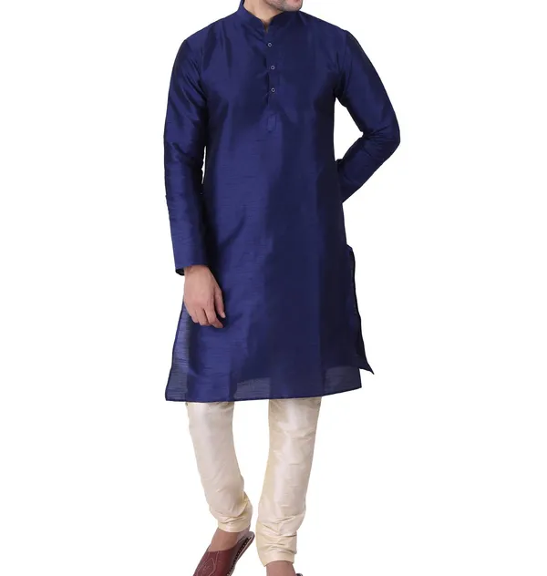 Navy_Blue_Woven_Regular_Fit_Kurta_for_Men