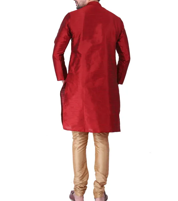 Red_Silk_Straight_Kurta_for_Men