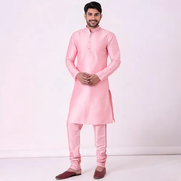 Pink_Art_Silk_Straight_Kurta_Pajama_Set_For_Men
