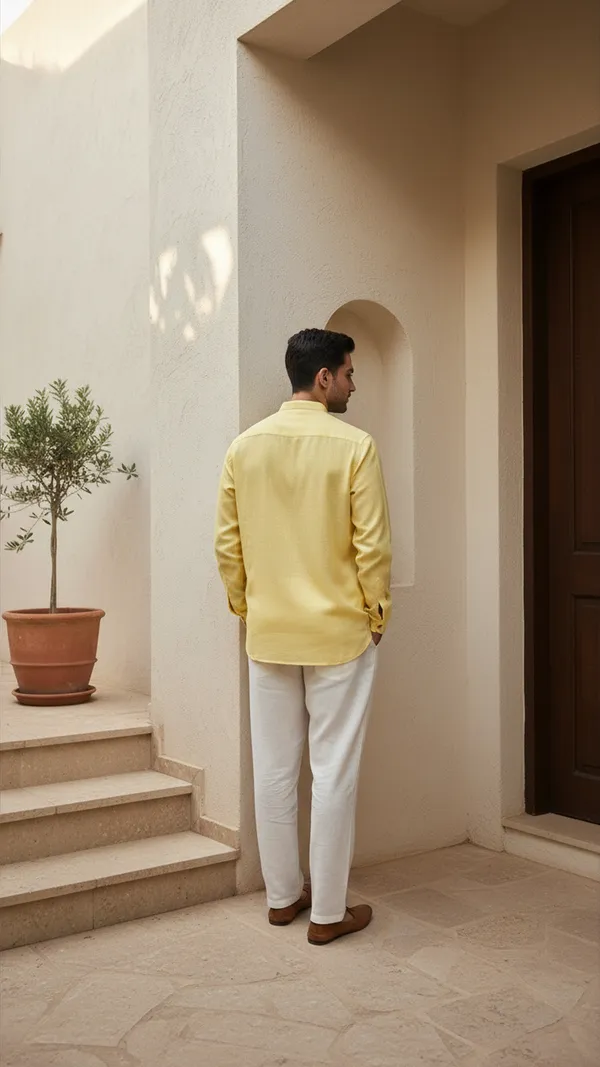 Yellow_Linen_Short_kurta_