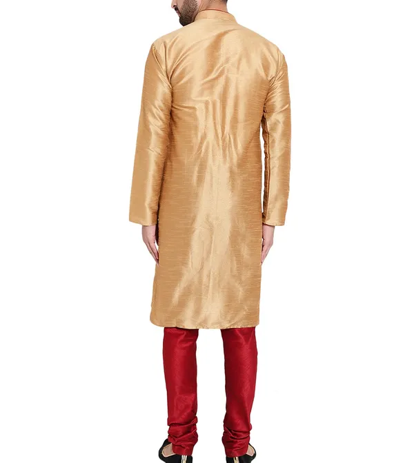 Gold_Silk_Straight_Fit_Kurta_Set_for_Men