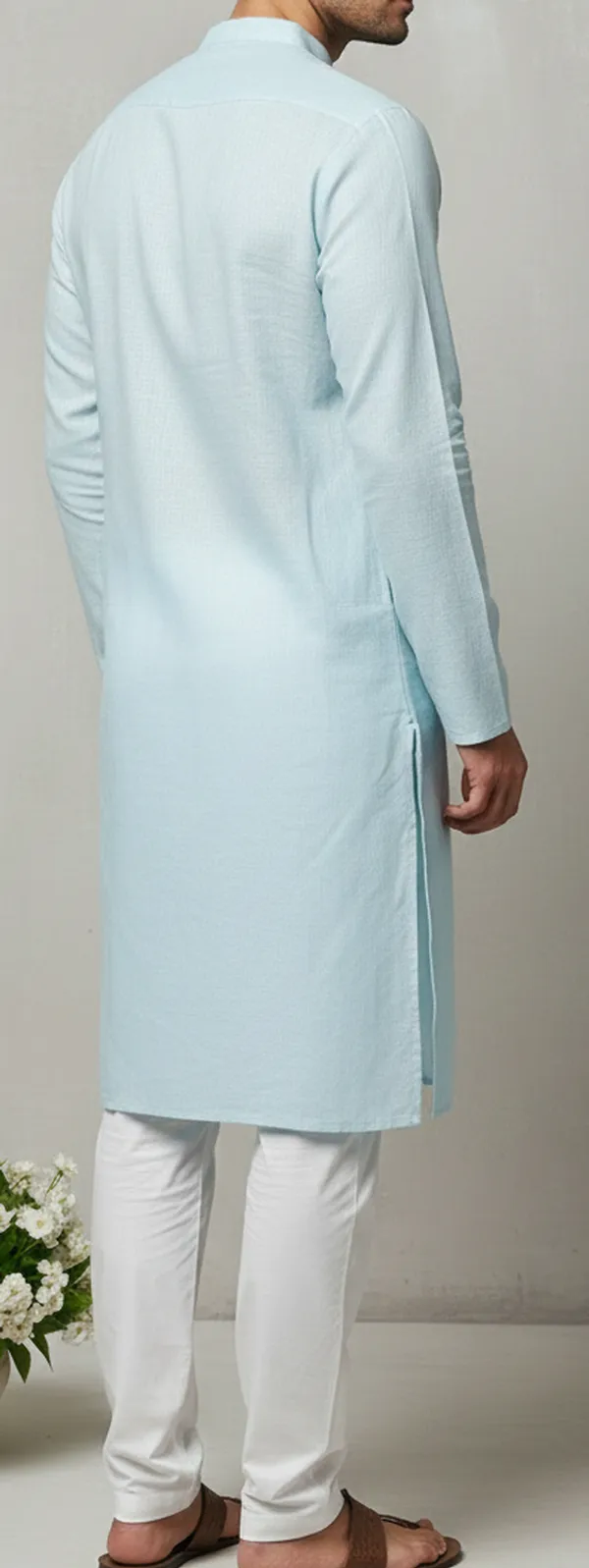 Light_Blue_Cotton_Straight_Kurta_For_Men