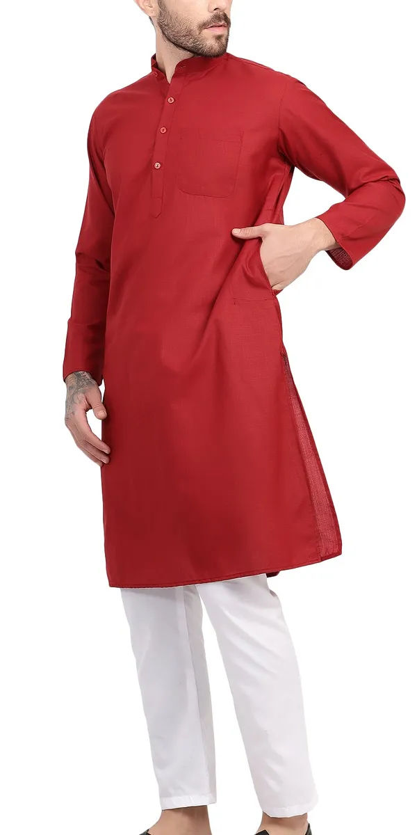 Red_Solid_Straight_Kurta_for_Men