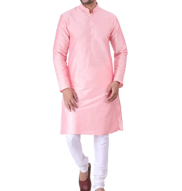 Pink_And_Maroon_Solid_Straight_Kurta_for_Men