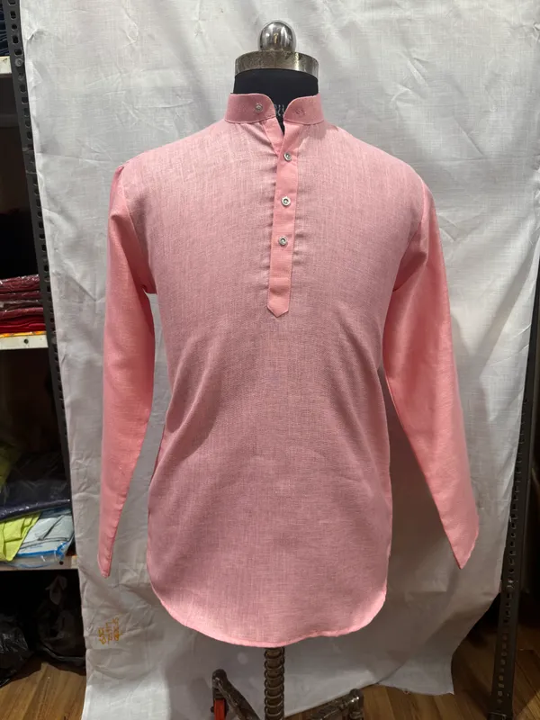 Pink_Textured_Regular_Fit_Kurta_for_Men