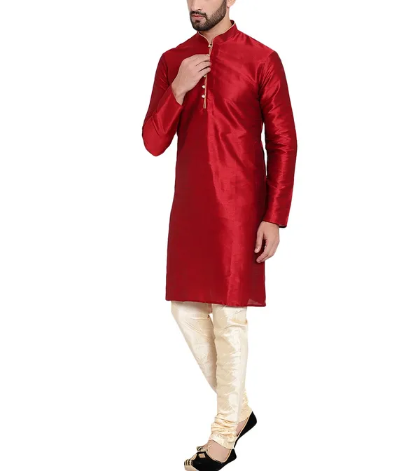 Red_Festive_Straight_Kurta_Set_for_Men