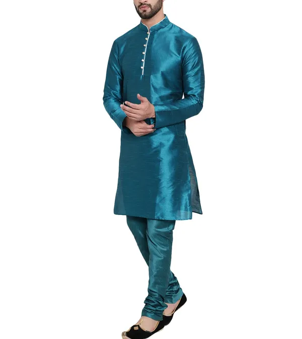 Teal_Traditional_Kurta_Pajama_Set_for_Men