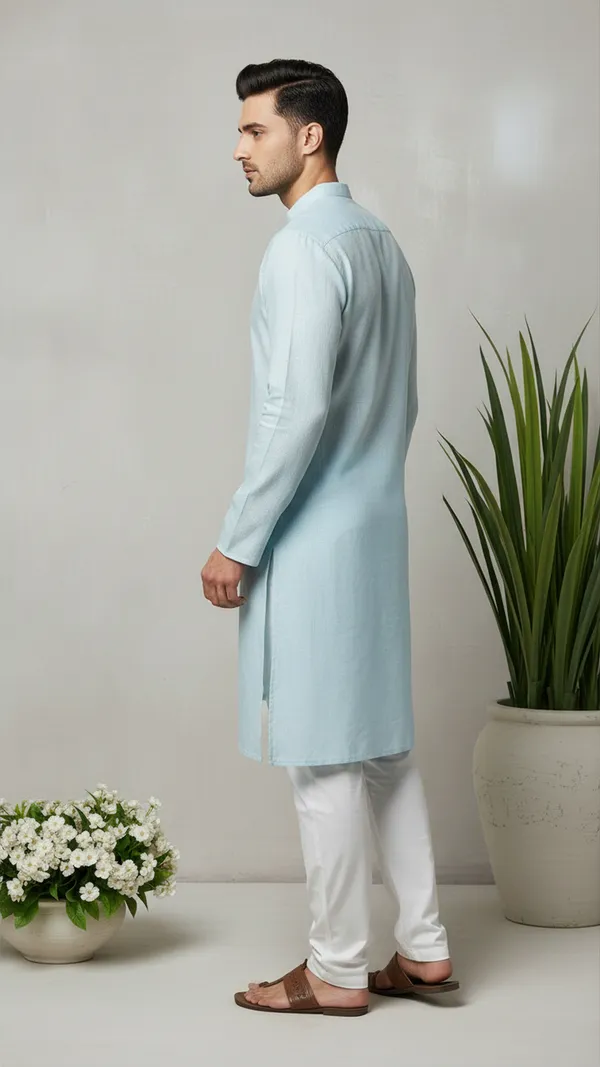 Light_Blue_Linen_Cotton_Straight_Solid_Kurta_Only_For_Men