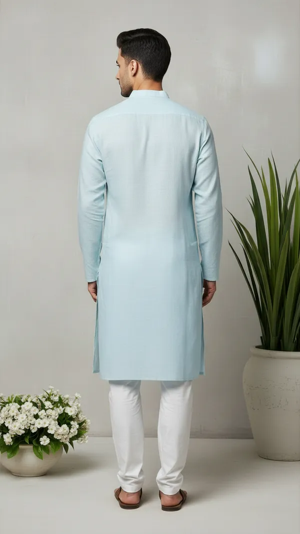 Light_Blue_Linen_Cotton_Straight_Solid_Kurta_Only_For_Men