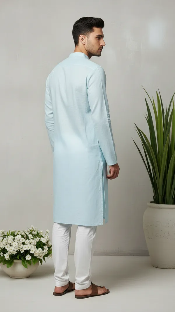 Light_Blue_Linen_Cotton_Straight_Solid_Kurta_Only_For_Men