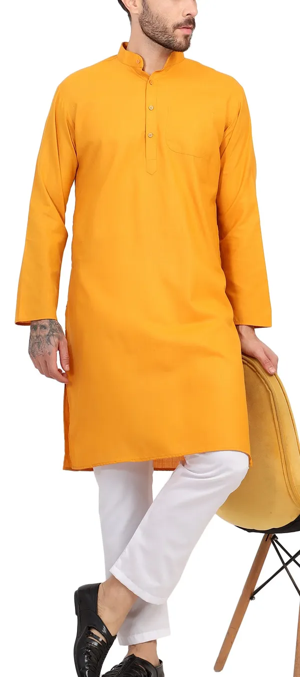 Orange_Solid_Straight_Kurta_for_Men