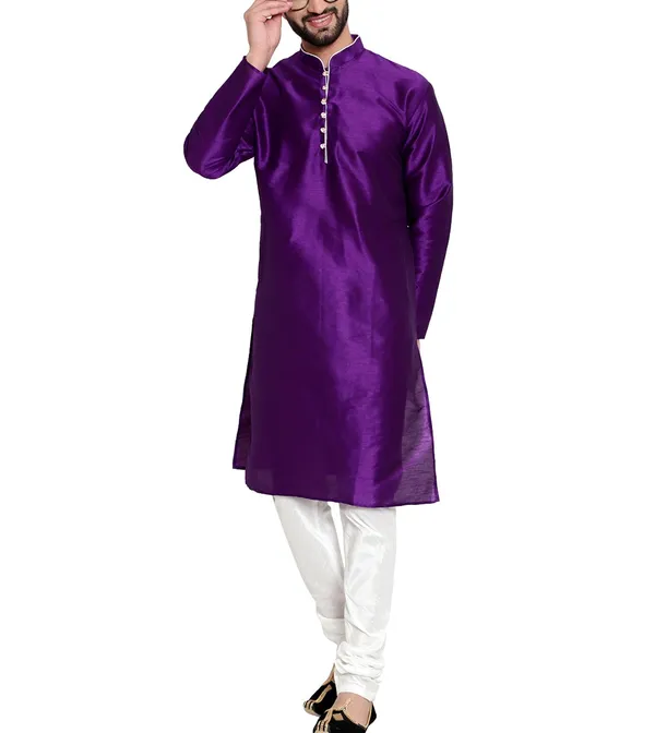 Purple_Silk_Straight_Kurta_for_Men
