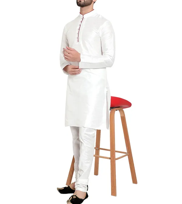 White_Straight_Fit_Kurta_Pajama_for_Men
